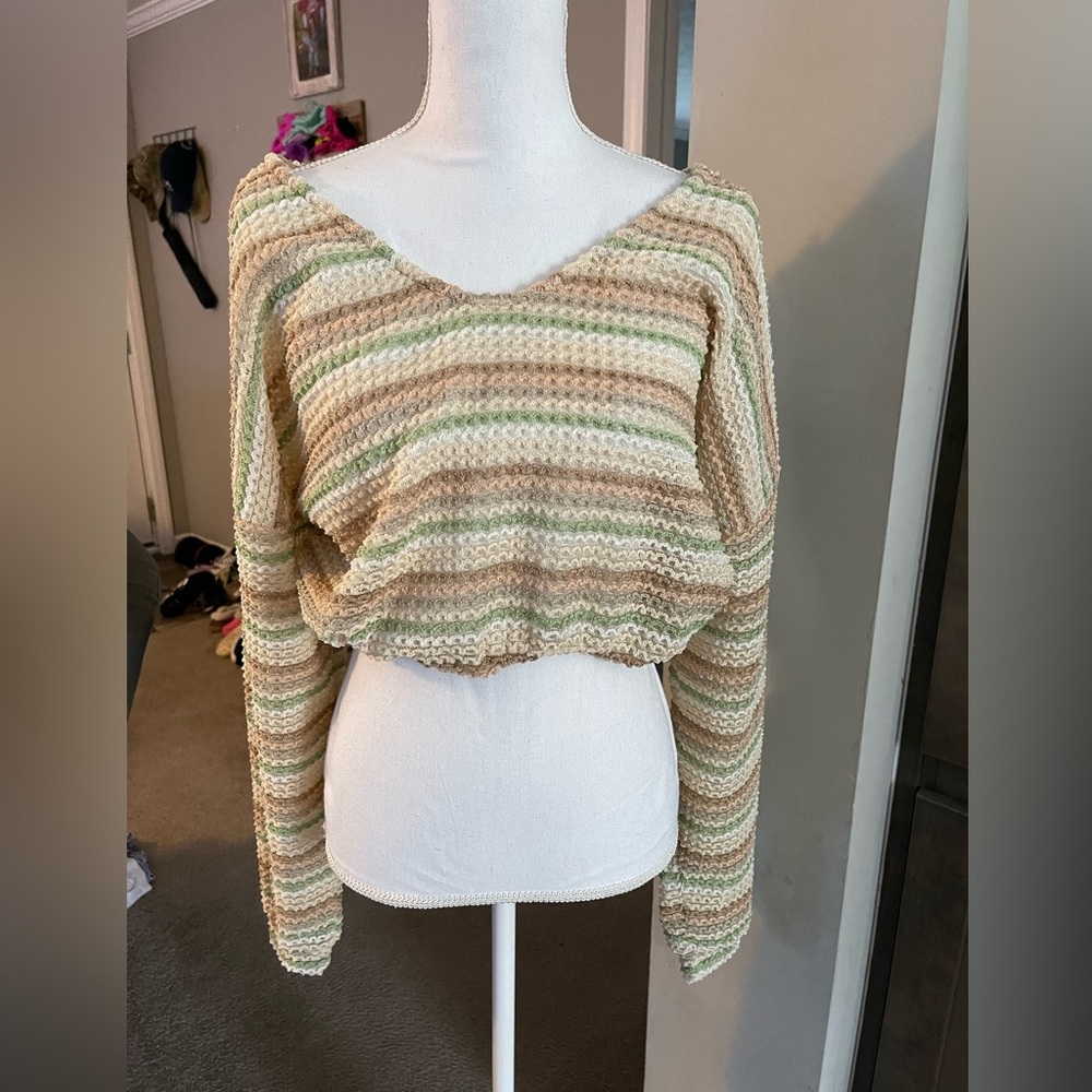 Peach Love California striped cropped top